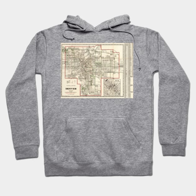 Vintage Map of Denver Colorado (1920) Hoodie by Bravuramedia